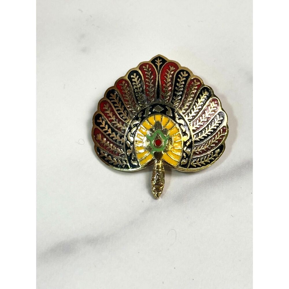Vintage Cloissone Egyptian Style Fan Brooch